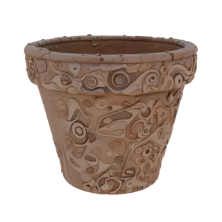 Modelo 3D de maceta terracota para flores con adorno caótico ondulado