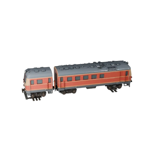 Modelo 3D de Trem de Passageiros Desenho Animado para Jogos Estilizados
