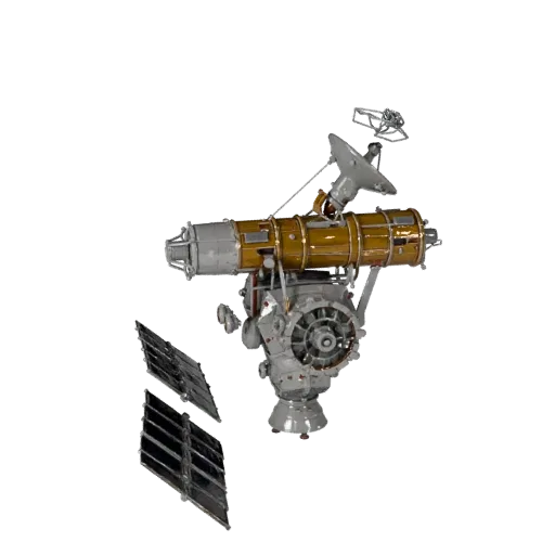 Modelo 3D de alta poligonización Telescopio Orbital de Navegación, render de estudio en primer plano, mostrando paneles solar