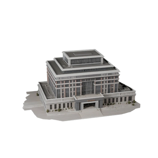 Prédio de Biblioteca Alto Poligonagem 3D para Archviz para Arquitetura