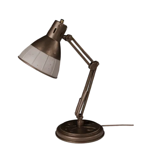 Art Deco Desk Lamp 3D model, office, three-quarter front view, Unity viewport, metal detail.
