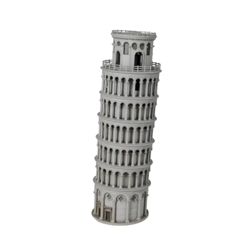 Leaning Tower of Pisa Unity-ready 3D model, Unity engine viewport, showing landmark structure materials and architectural det