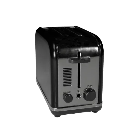 Compact Toaster 3D model, dining room, three-quarter front view, Unreal Engine viewport, plastic detail.