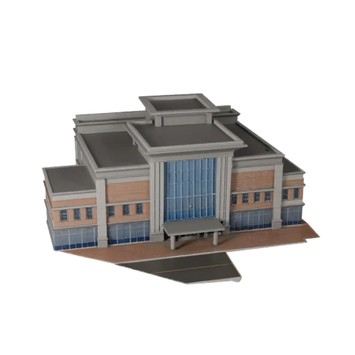 Modèle 3D de Centre Commercial Low Poly pour Actif de Jeu Temps Réel