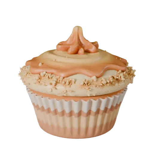 Glazed Cupcake 3D model, three-quarter front view, AR viewer studio render, showing cream, sweet food silhouette.