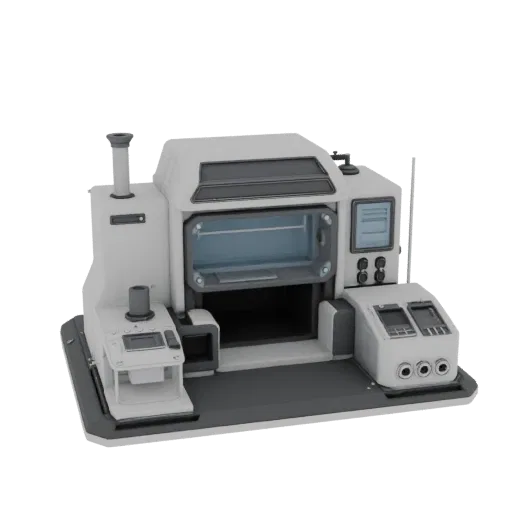 Clean Room Scanner Device Printable 3D model, isometric STL render, showing clean metal, bench-top devices.