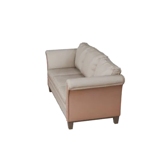Sectional Loveseat Stylized 3D model, living room, stylized isometric render, woven fabric detail.