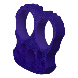 A 3D render of a pair of brass knuckles, colored deep purple with a visible woven texture, against a black background.