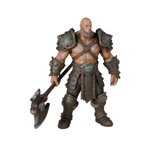 Fantasy Armored Barbarian 3D character, engine viewport view, Unreal Engine-ready asset with standing pose; Armored Barbarian