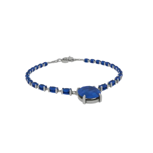 Sapphire Necklace scene ready 3D model, three-quarter studio render, showing necklace silhouette and surface contrast.