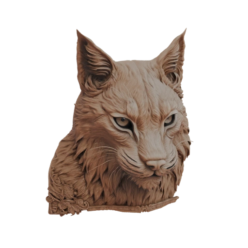 Lynx Head Bas-Relief Carving 3D Model