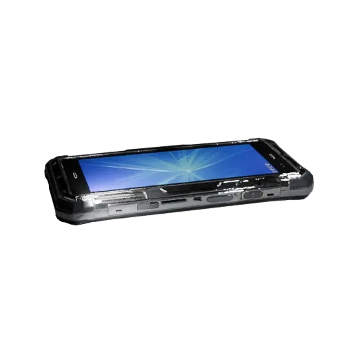 Rugged Tablet Phone High Poly 3D model, close-up studio render, showing glass screens, thin device proportions.
