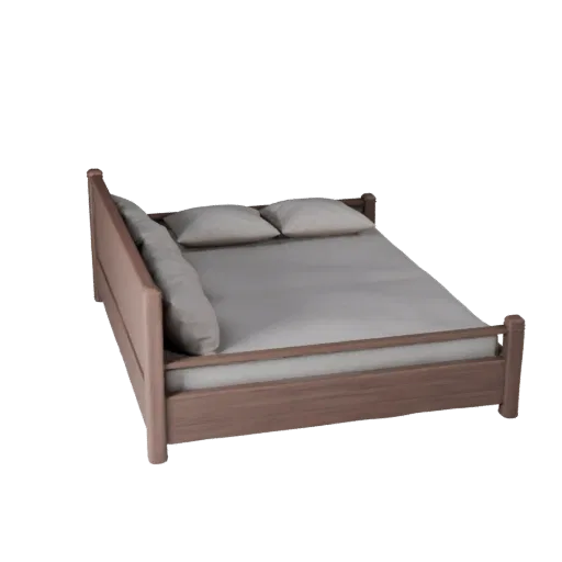 Platform Daybed 3D model, bedroom, three-quarter front view, Unity viewport, fabric detail.