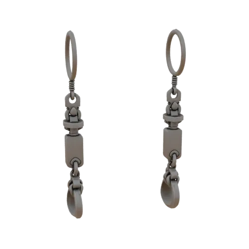 Drop Earring scene ready 3D model, top-down studio render, showing earring silhouette and surface contrast.