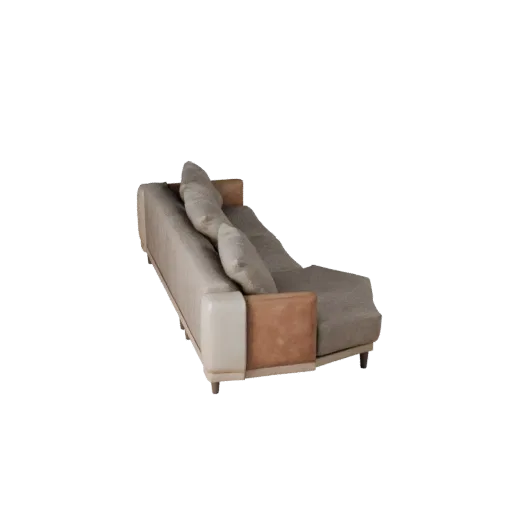 Sectional Modular Couch Product Viz 3D model, living room, three-quarter studio product render, woven fabric detail.