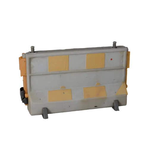 Barriera Stradale di Sicurezza Cantiere Modello 3D Realistico, rendering studio tre quarti, che mostra cemento, silhouette pr