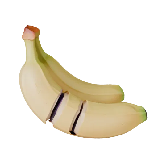 Sliced Banana Bunch Product Viz 3D model, three-quarter studio product render, showing skin pores, form detail.