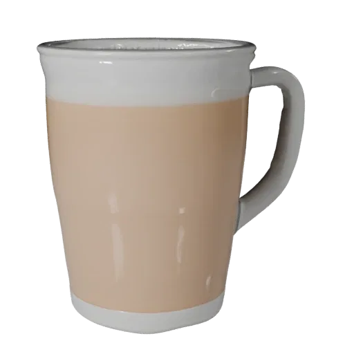 Cafe Tea Mug 3D model, three-quarter front view, AR viewer studio render, showing glass, container shape.