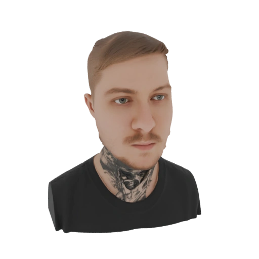 Man with Neck Tattoo Bust 3D Model