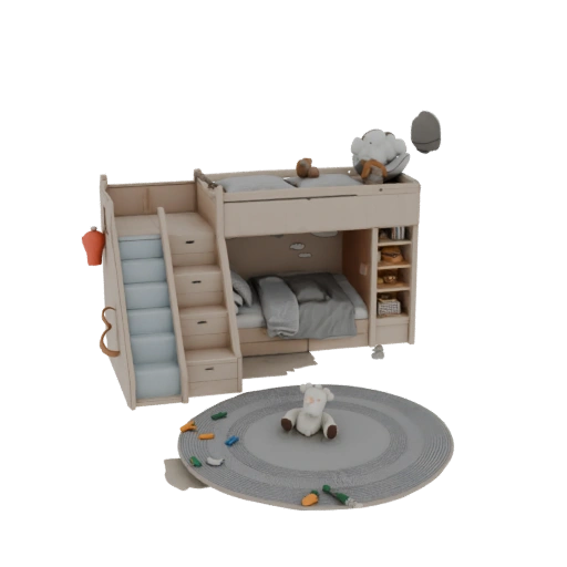Children's Bunk Bed with Slide and Storage