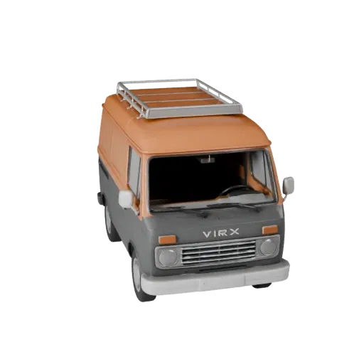 High Poly Retro Van 3D Model for Studio Renders PBR Asset