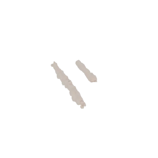 Una renderización 3D de dos líneas de cocaína distintas y blancas dispuestas diagonalmente sobre un fondo blanco.