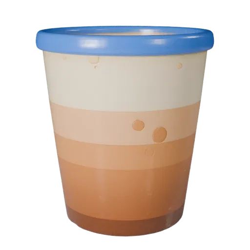 Cafe Coffee Cup Stylized 3D model, stylized isometric render, showing glass, container shape.