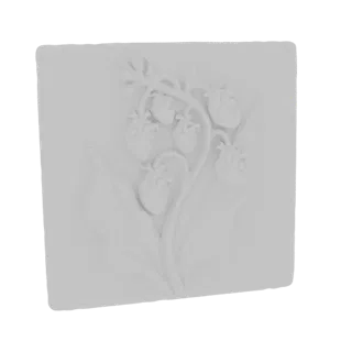 Modello 3D di pianta di mughetto con ogni fiore a forma di cuore anatomico dettagliato, su sfondo neutro.