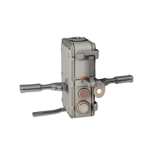 Modern Control Lever Realistic 3D model, three-quarter studio render, showing metal hinges, form detail.