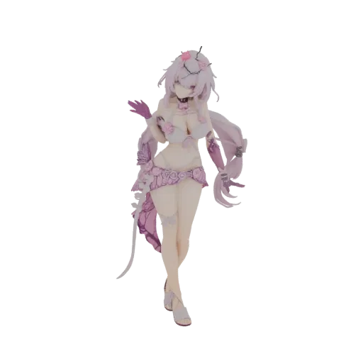 3D model of an elegant fairy with flowing hair, delicate floral accents on her outfit, and a graceful standing pose.