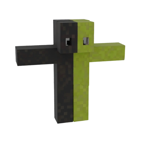 Split-Color Block Character 3D Model