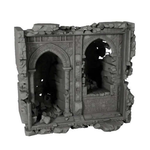 Catacomb Room Tile Unreal Engine 3D model, top-down viewport view, showing aged stone, built remnants.