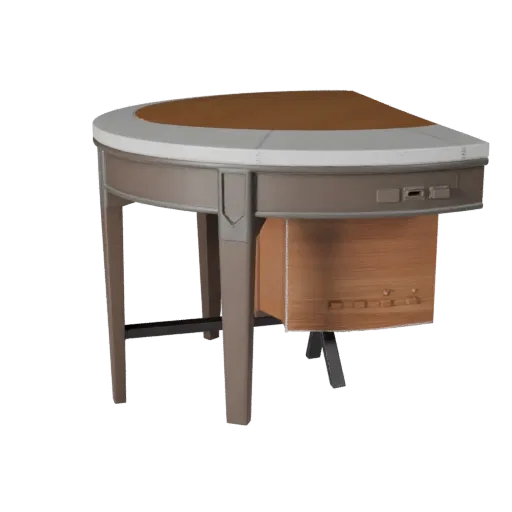 Round Console Table High Poly 3D model, home interior, close-up studio render, wood grain detail.