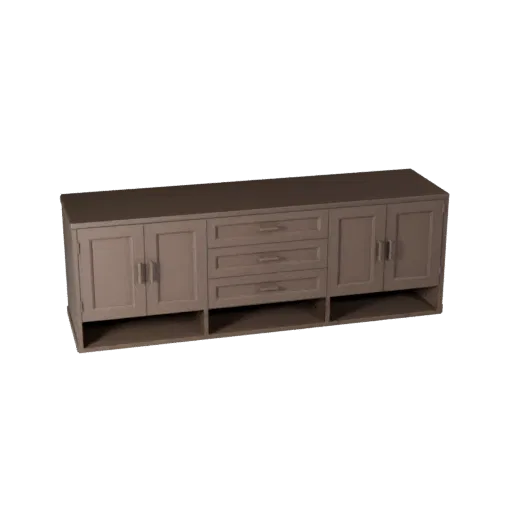 Wall Mounted Sideboard 3D model, dining room, three-quarter front view, Unreal Engine viewport, painted wood detail.