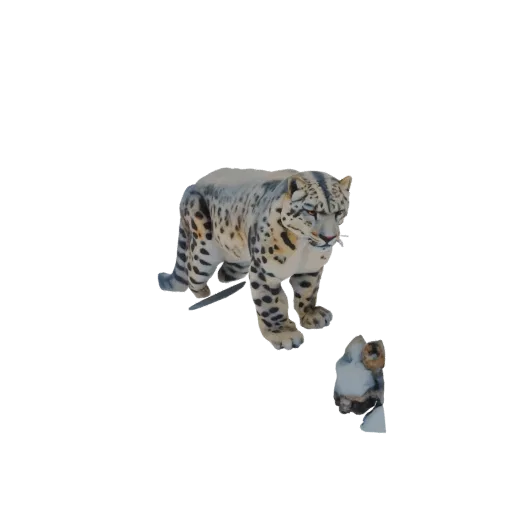 Modello 3D di un leopardo delle nevi con il suo cucciolo separato, che mostra una trama realistica del pelo e pose naturalist