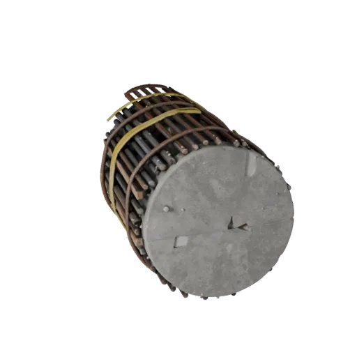 Roadwork Rebar Bundle High Poly 3D model, close-up studio render, showing concrete, site-ready silhouettes.