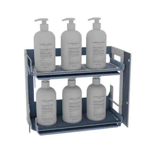3D model modular bathroom shelf with shampoo bottles