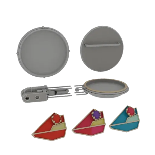 Modèle 3D Viz Produit Broche Géométrique, rendu studio trois-quarts, montrant la forme, la surface et les indices d'échelle d