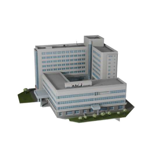 Low Poly Krankenhaus Gebäude 3D Modell für Spiele & VR