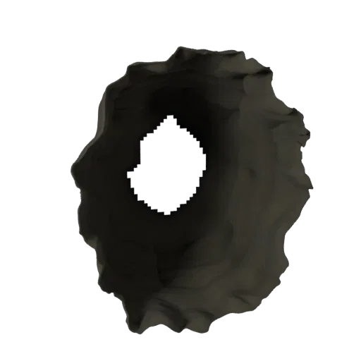 Modelo 3D Unity Terreno de Entrada de Caverna, vista de viewport isométrico, mostrando terreno esculpido, remanescentes construídos.