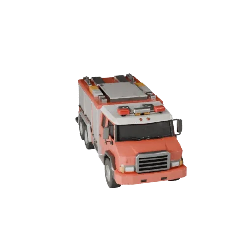 Modello 3D Autopompa Low Poly, vista di gioco a tre quarti, asset veicolo low-poly con masse di veicoli funzionanti, spaziatu