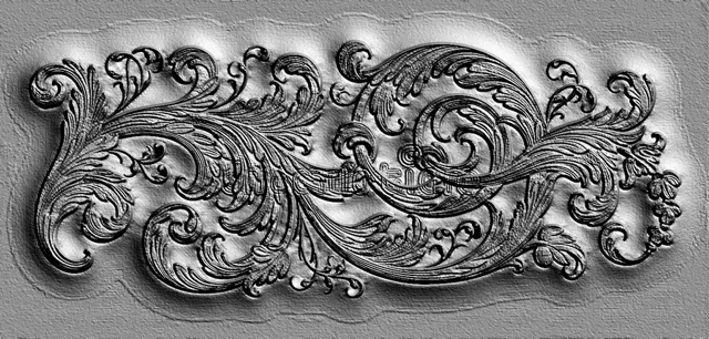 Modèle 3D bas-relief "Acanthus" style Baroque avec ornement végétal détaillé