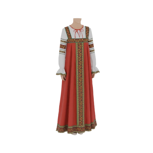 Traditional Russian Sarafan Dress 3D Model
