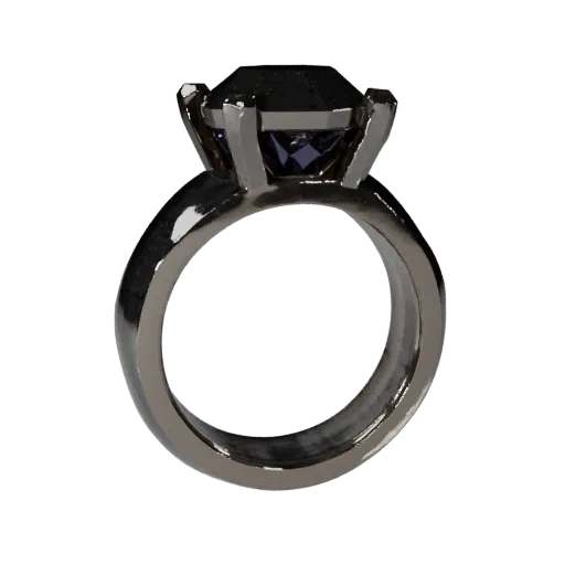 Diamond Solitaire Engagement Ring 3D model, game viewport three-quarter view, diamond setting.