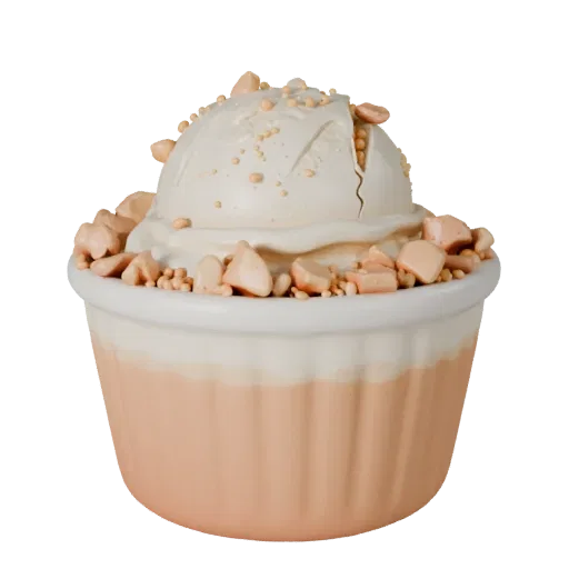 Mini Ice Cream Bowl 3D model, three-quarter front view, AR viewer studio render, showing cream, sweet food silhouette.