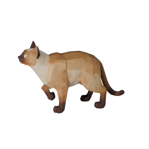 Modelo 3D de Gato Siamés Polygonal Bajo - Asset de Juego para Unity con FBX | PBR