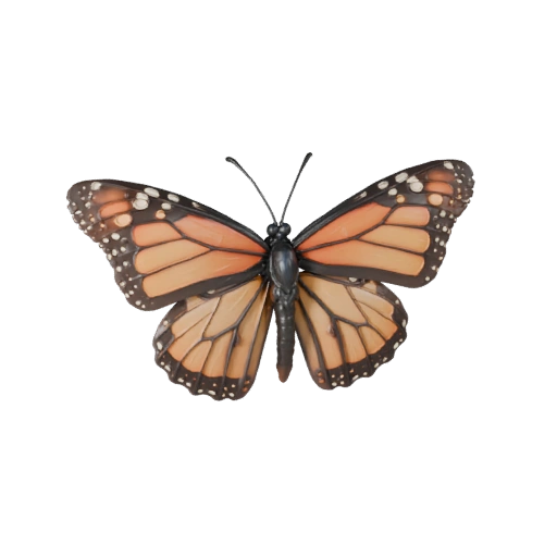 Monarchfalter 3D Modell für Blender - PBR Asset mit Texturen