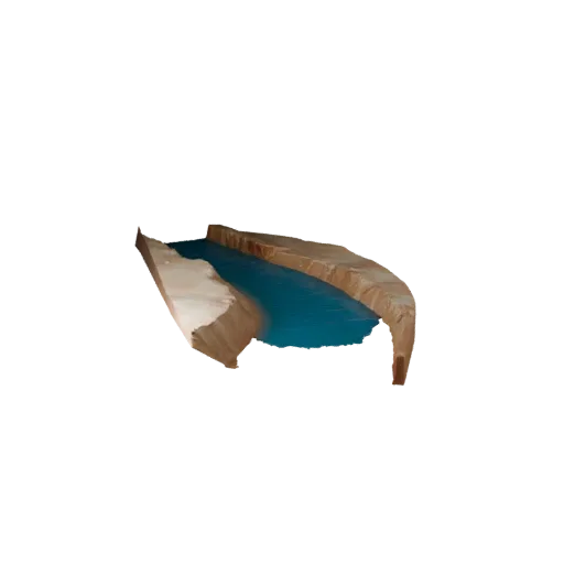 Modular River Segment High Poly 3D model, close-up cinematic environment render, showing wet stone, water edges.