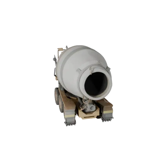 Roadwork Concrete Mixer Modular 3D model, isometric modular kit view, showing concrete, site-ready silhouettes.