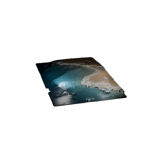Beach Wave Edge Tile High Poly 3D model, close-up cinematic environment render, showing wet stone, water edges.